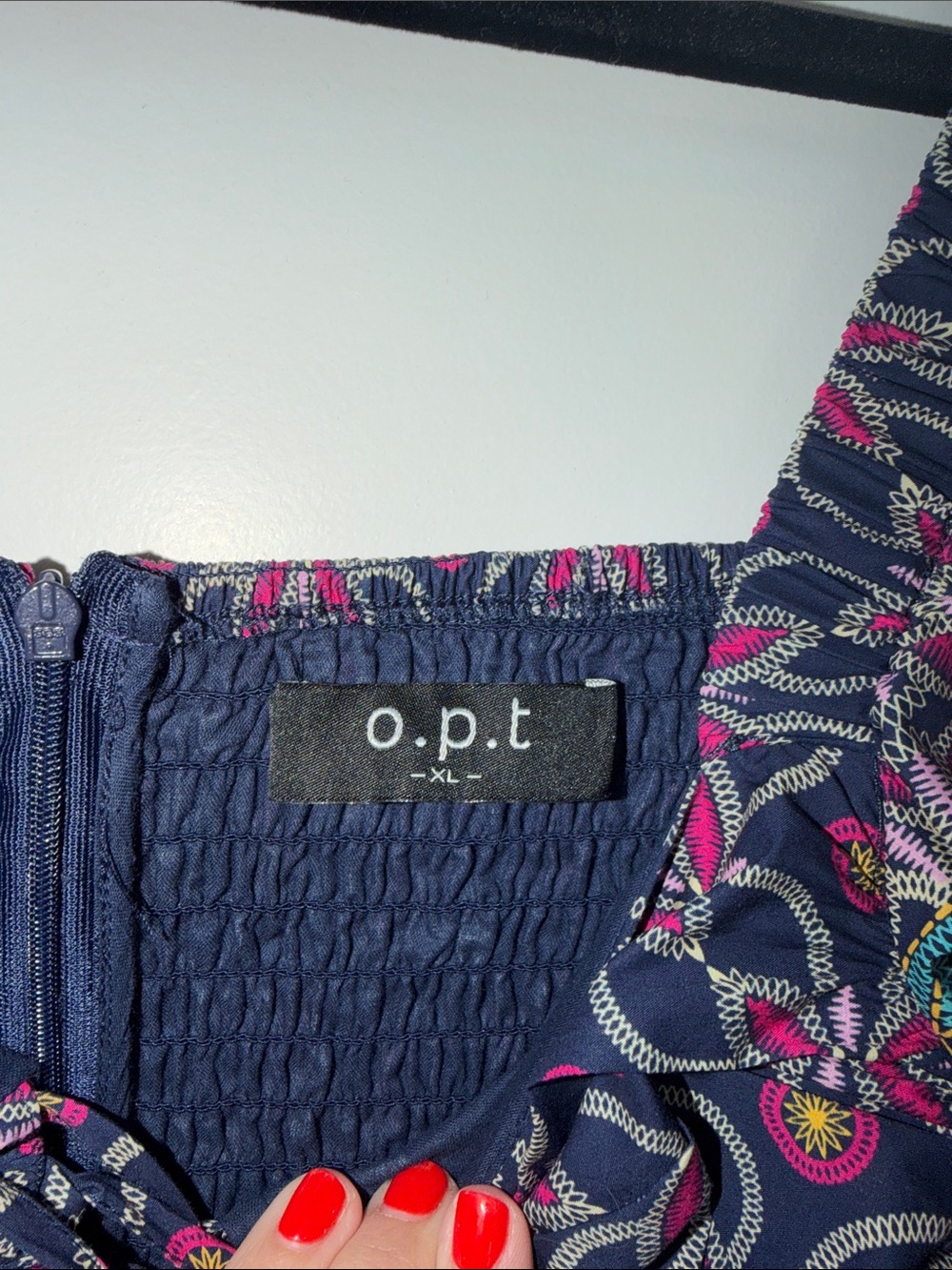 o.p.t Floral Printed Navy and Pink Short Dress - Picture 10 of 10